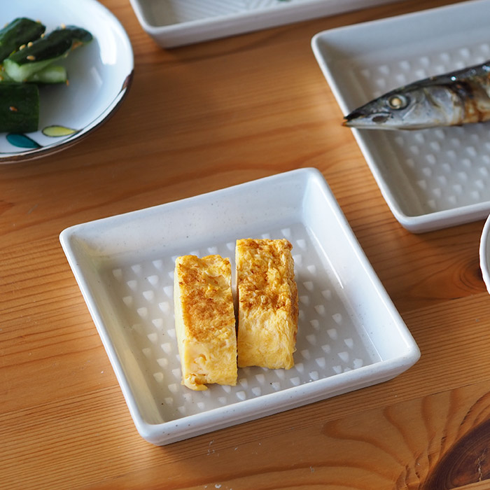 オリメ　P鹿の子　正角皿　ホワイト　/　ORIME