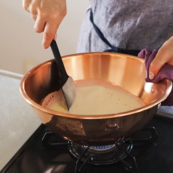 ボウマル　銅のペストリーボウル  取っ手付き　26cm（フランス製）　/　BAUMALU