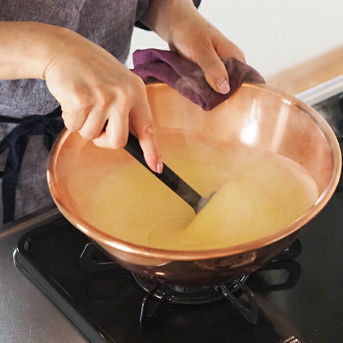 ボウマル　銅のペストリーボウル  取っ手付き　26cm（フランス製）　/　BAUMALU