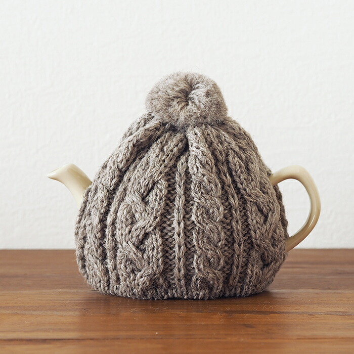 サンク　ハイランド2000　ケーブル編みティーコージー　2カップ用　ナチュラル　/　CINQ　※