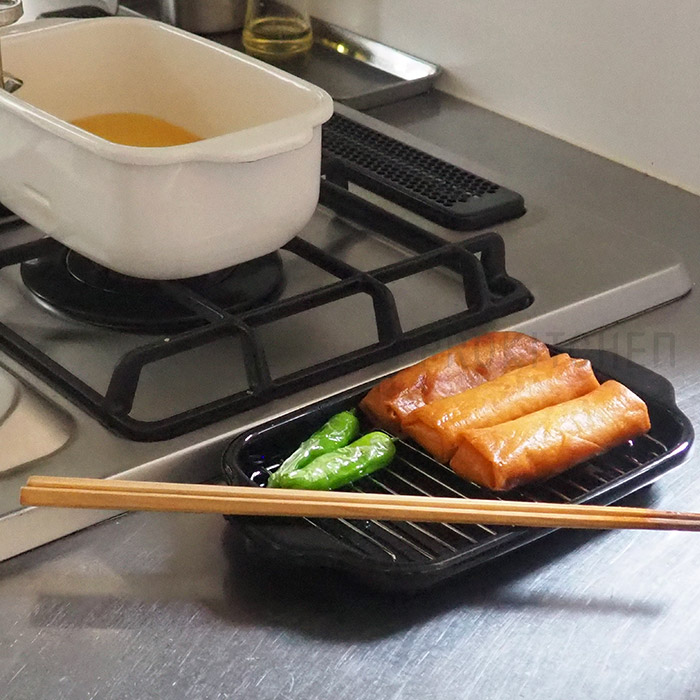 富士ホーロー　角型天ぷら鍋セット　温度計付き　IH対応