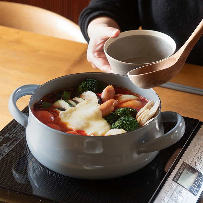 野田琺瑯×天一印　LUKE（ルーク） 浅型キャセロール 21cm　グレー