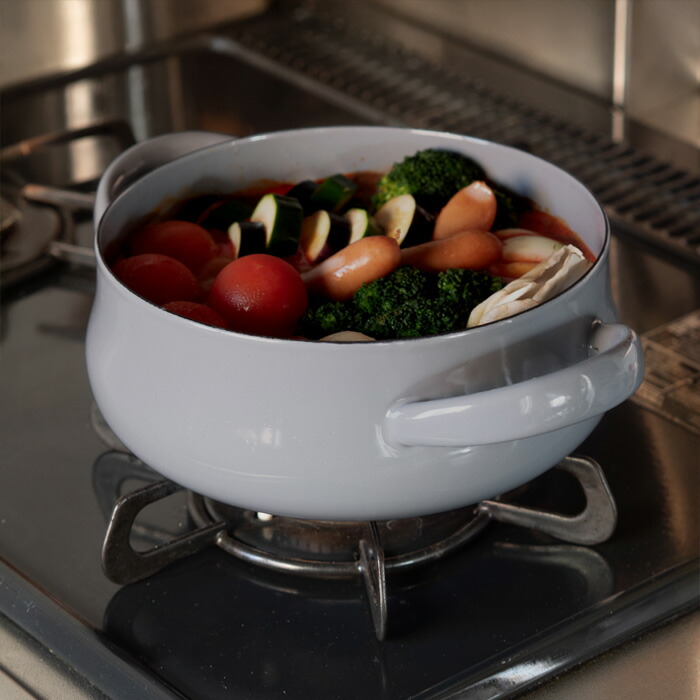 野田琺瑯×天一印　LUKE（ルーク） 浅型キャセロール 21cm　グレー