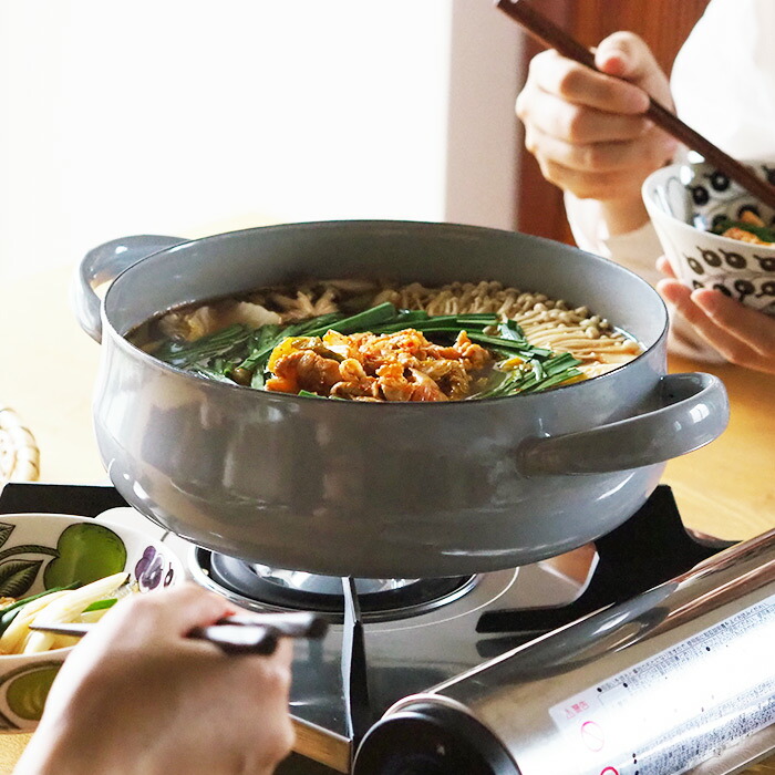 野田琺瑯×天一印　LUKE（ルーク） 浅型キャセロール 25cm　グレー