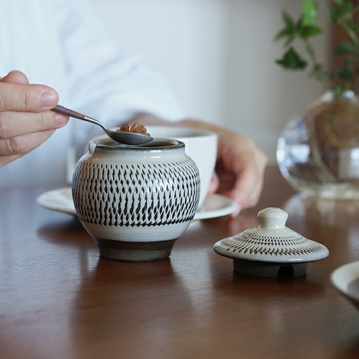 小鹿田焼　小袋窯　1合薬味壺　飛びかんなB