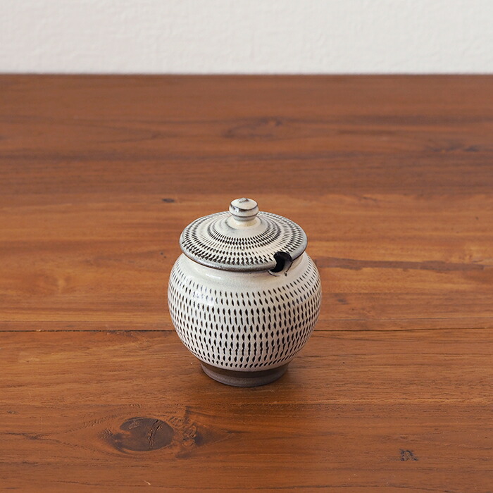 小鹿田焼　小袋窯　1合薬味壺　飛びかんなA