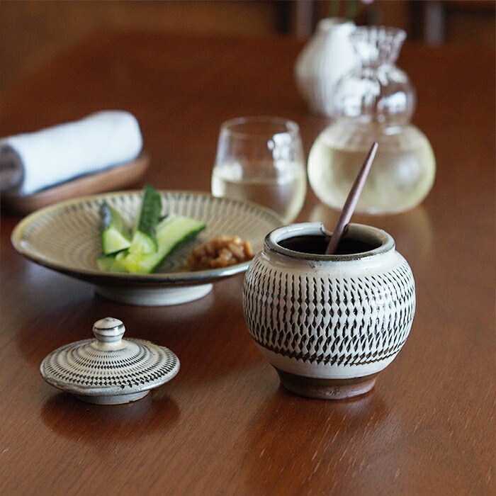 小袋窯 1合薬味壺 飛びかんなA