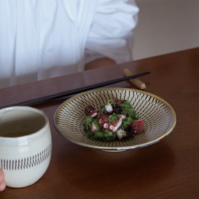 ★小鹿田焼　小袋窯　5寸皿　飛びかんな