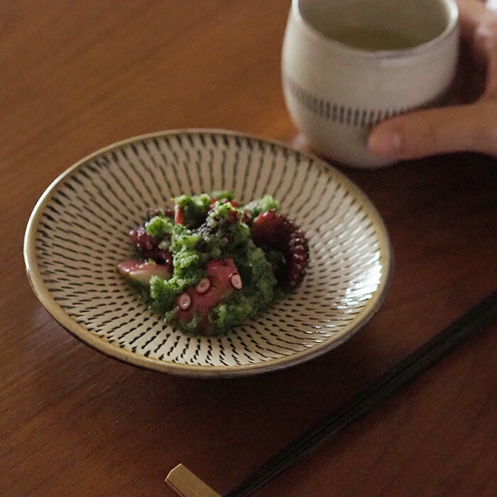 ★小鹿田焼　小袋窯　5寸皿　飛びかんな