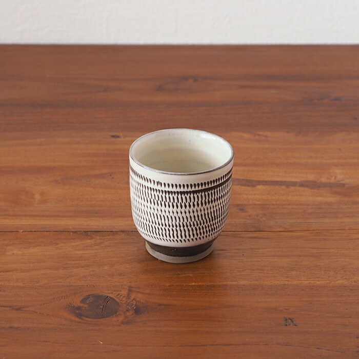 小鹿田焼　小袋窯　湯呑み　飛びかんな