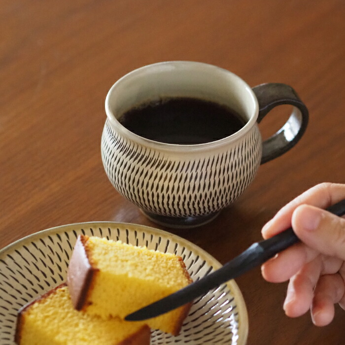 小鹿田焼 小袋窯 マグカップ 飛びかんな