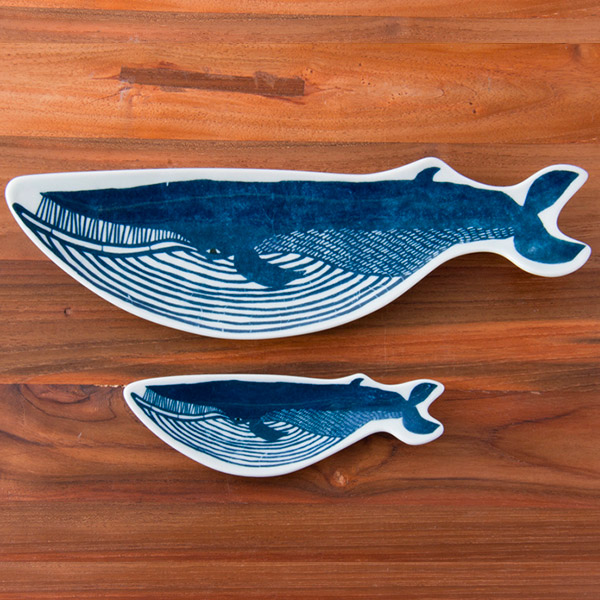 倉敷意匠　kata　kata　印判手長皿　クジラ