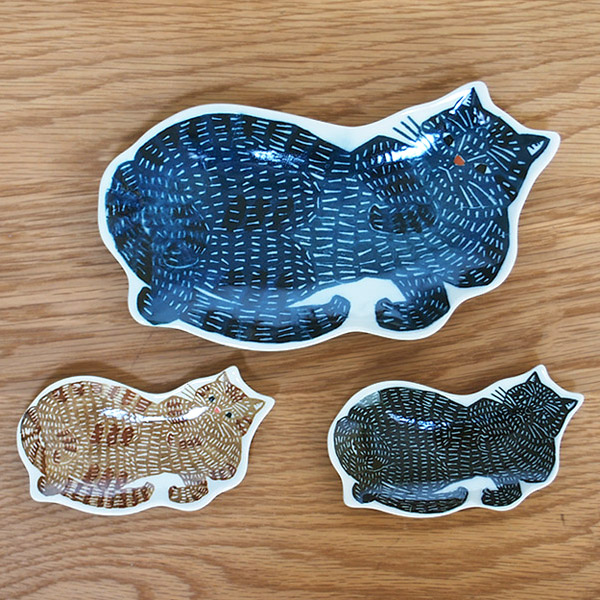 倉敷意匠　kata　kata　印判手大皿　青猫