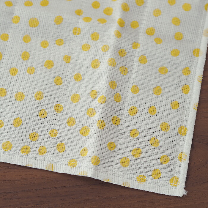 中川政七商店　「手描きの風合いの」かや織ふきん　あられ　黄