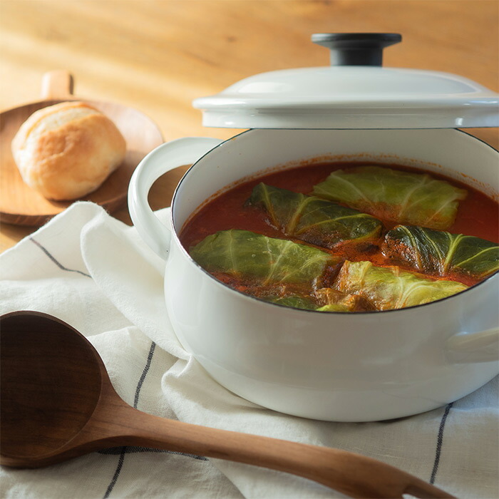 野田琺瑯　LUKE（ルーク） 浅型キャセロール 21cm　ホワイト