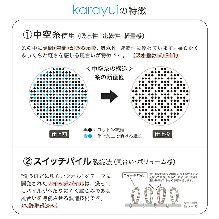 ココチエナ　カラユイ　フェイスタオル　ダークパープル　34×80cm　/　cocochiena