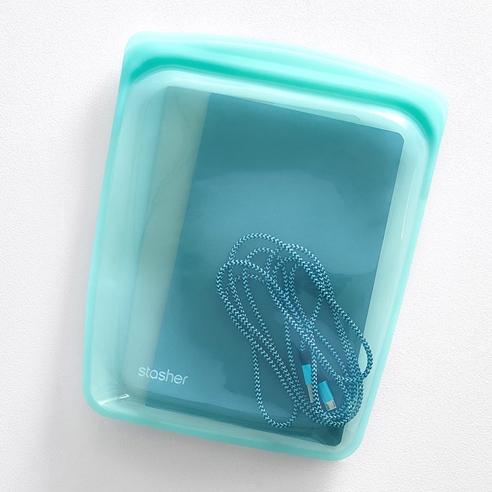 スタッシャー　シリコーンバッグ　EZハーフガロン　アクア　/　stasher