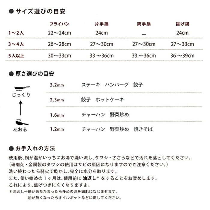 【公式】IH対応　山田工業所　鉄打出【丸柄フライパン】 （3.2mm） 30cm 空焚き済み