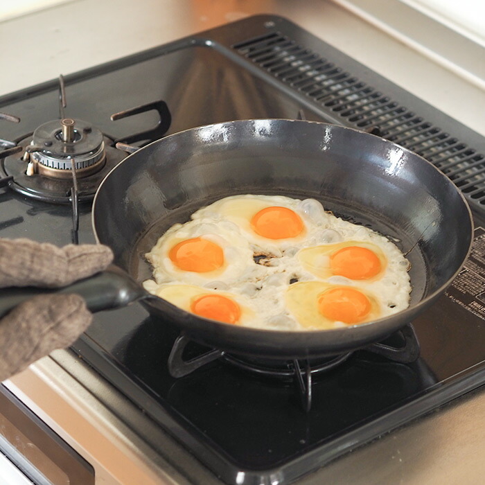 【公式】山田工業所 鉄打出【丸柄フライパン】 (1.6mm) 30cm 空焚き済み